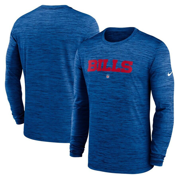 Men's Buffalo Bills Royal Sideline Team Velocity Performance Long Sleeve T-Shirt